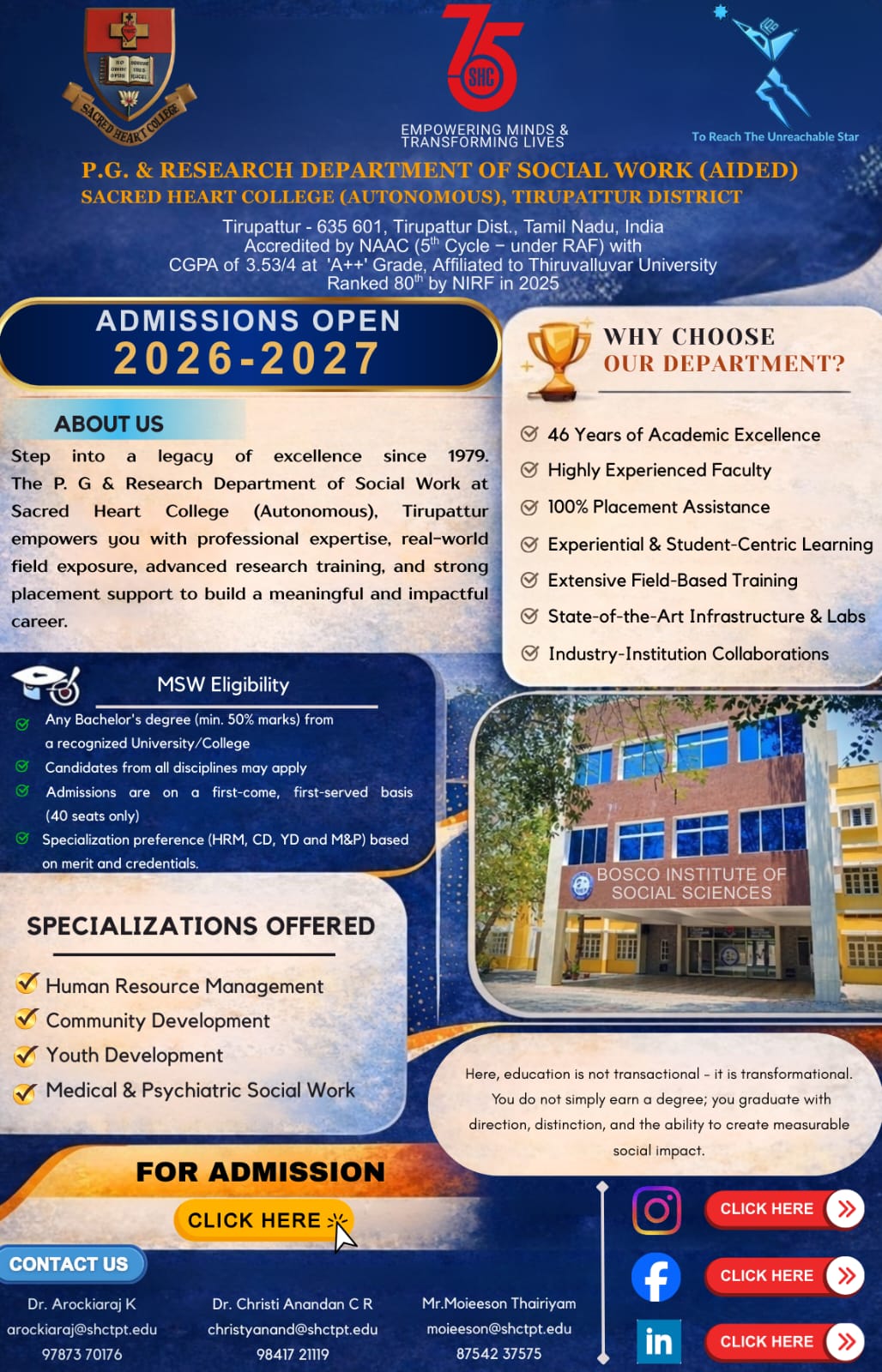 Admission flyer for 2026-2027